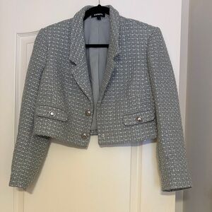 Express Women's Light Gray Cropped Textured Blazer